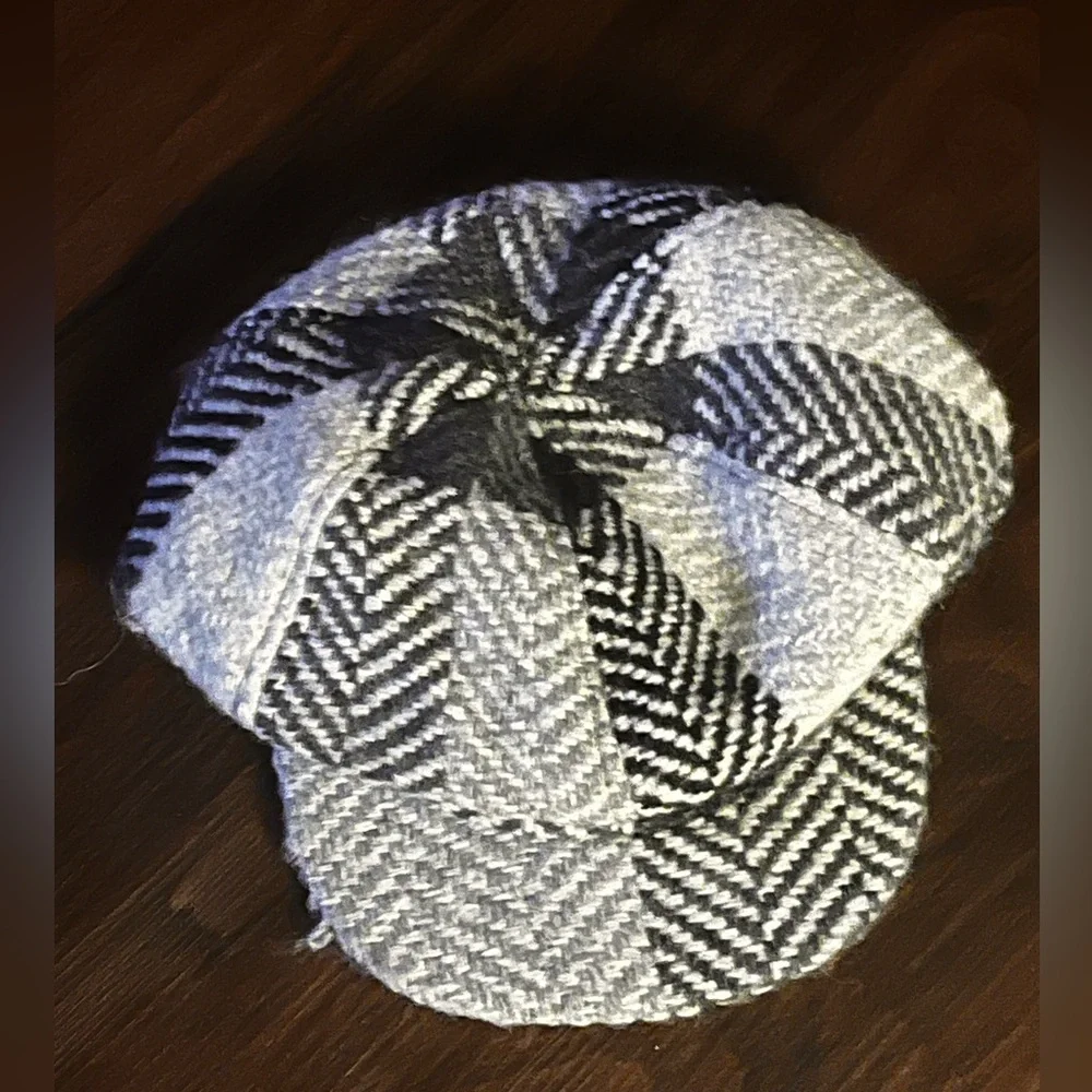 Aran Sweater Market Wool Gray Black Stripes Peaky Blinders Herringbone Cozy Hat